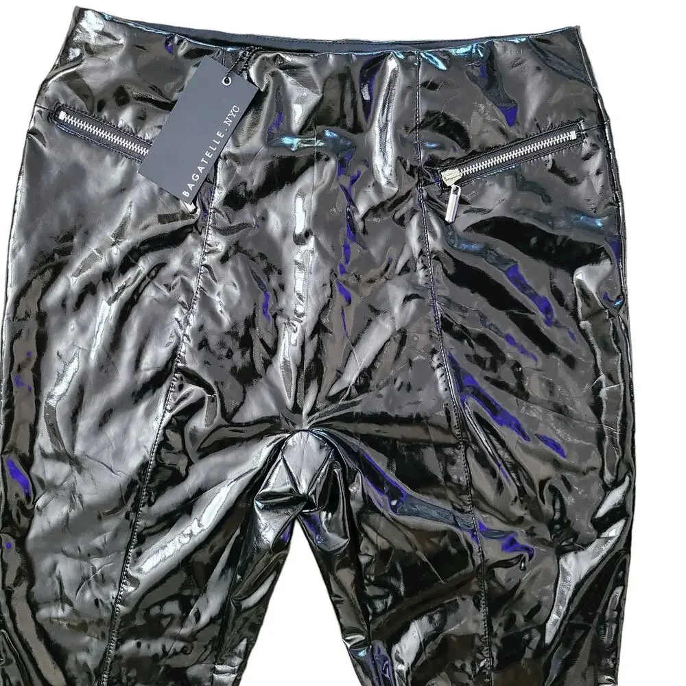 BAGATELLE High Waist Faux Patent Leather‎ Pants 69785 Women's Size Large NEW/NWT